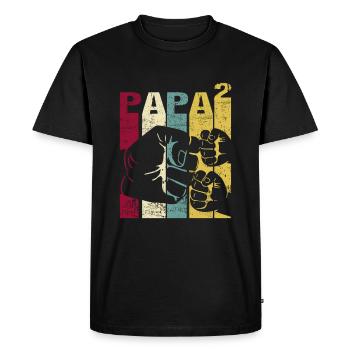 Papa Père de 2 enfants Jumeaux Fils Fille - T-shirt Premium bio Homme - noir - Devant - Nico (187cm)