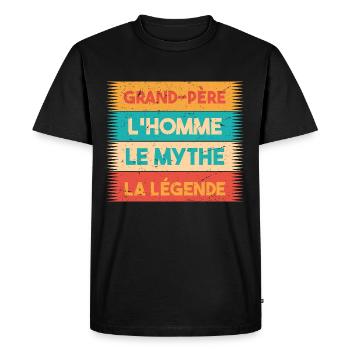 Grand-Père, L'homme, Le mythe, cadeau grand-père. - T-shirt Premium bio Homme - noir - Devant - Nico (187cm)