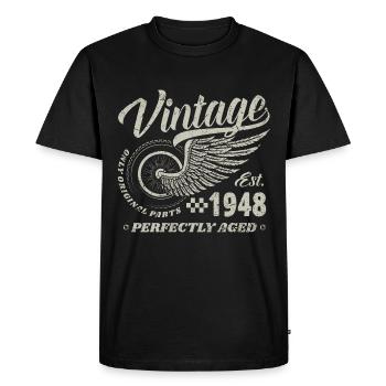 Vintage 1948 Year of birth 76 Birthday 76 Vintage - Men's Premium Organic T-Shirt - black - Front - Nico (187cm)