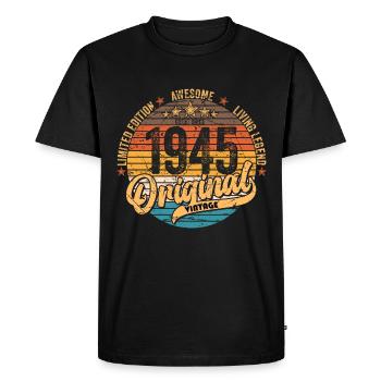 1945 Birthday born in 1945 Retro Vintage - Men's Premium Organic T-Shirt - black - Front - Nico (187cm)