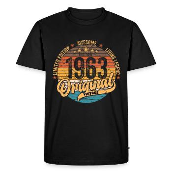 1963 Anniversaire né en 1963 Retro Vintage - T-shirt Premium bio Homme - noir - Devant - Nico (187cm)