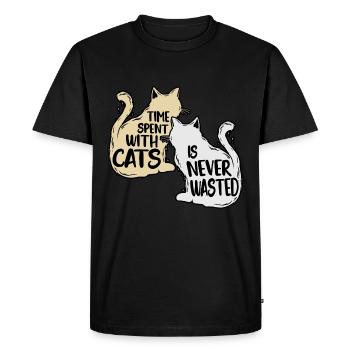 Time spent with cats - Katzen Spruch - Men's Premium Organic T-Shirt - black - Front - Nico (187cm)