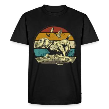 Motif allemand de chasseur de chien à poil de fil - T-shirt Premium bio Homme - noir - Devant - Nico (187cm)