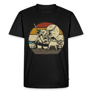 Highlander écossais Highland Cattle Highland - T-shirt Premium bio Homme - noir - Devant - Nico (187cm)