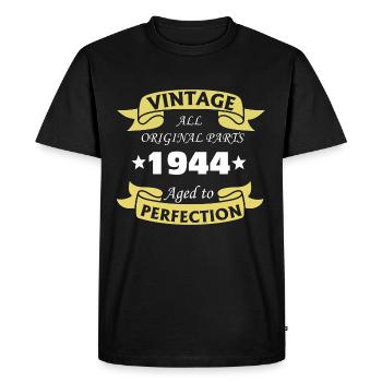 Vintage 1944 80 Years Aged to Perfection - Men's Premium Organic T-Shirt - black - Front - Nico (187cm)