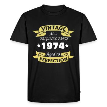 Vintage 1974 50 Years Aged to Perfection - Men's Premium Organic T-Shirt - black - Front - Nico (187cm)