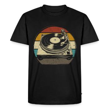 vinyle vinyle musique platine rétro - T-shirt Premium bio Homme - noir - Devant - Nico (187cm)
