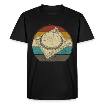 vinyle vinyle musique platine rétro - T-shirt Premium bio Homme - noir - Devant - Nico (187cm)