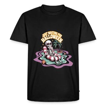 Skeleton Relaxing for Halloween - Men's Premium Organic T-Shirt - black - Front - Nico (187cm)