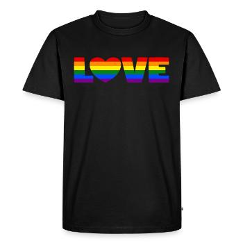 Fierté Arc-en-ciel Amour Coeur LGBT LGBTQ CSD Cadeau - T-shirt Premium bio Homme - noir - Devant - Nico (187cm)
