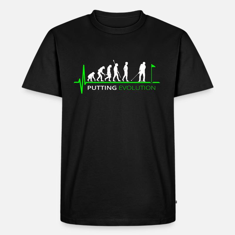 Golf Evolution Golfspieler Putten - Männer Premium Bio T-Shirt - Schwarz