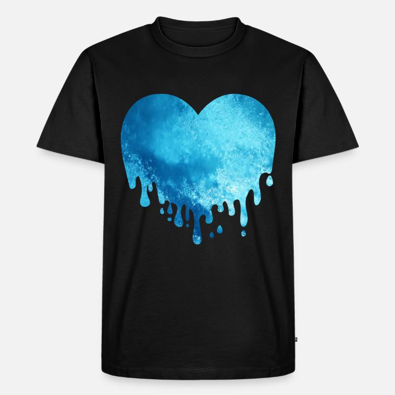 Schmelzendes Eis Gletscher Herz - Männer Premium Bio T-Shirt - Schwarz