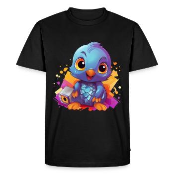 Pigeon oiseau coloré - T-shirt Premium bio Homme - noir - Devant - Nico (187cm)