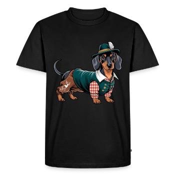 Bavarian Dachshund Red White Shirt Traditional Costume Bavaria - Men's Premium Organic T-Shirt - black - Front - Nico (187cm)