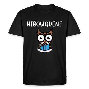 Hibouquine Hibou IL BOUQUINE - T-shirt Premium bio Homme - noir - Devant - Nico (187cm)