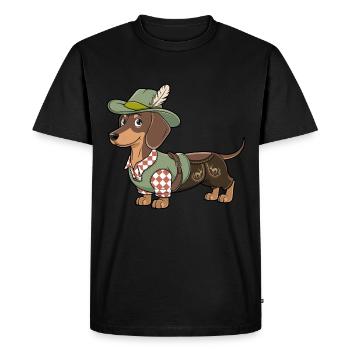Bavarian Dachshund Red White Shirt Traditional Costume Bavaria - Men's Premium Organic T-Shirt - black - Front - Nico (187cm)