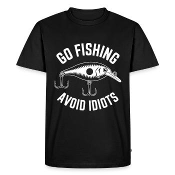 Go fishing and avoid people - Men's Premium Organic T-Shirt - black - Front - Nico (187cm)