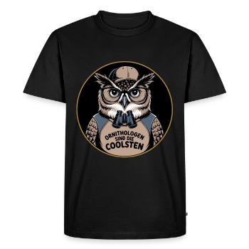 Ornithologists are the coolest funny owl - Men's Premium Organic T-Shirt - black - Front - Nico (187cm)