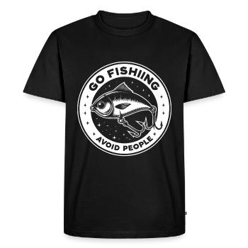 Go fishing, avoid people, rest by the water - Men's Premium Organic T-Shirt - black - Front - Nico (187cm)
