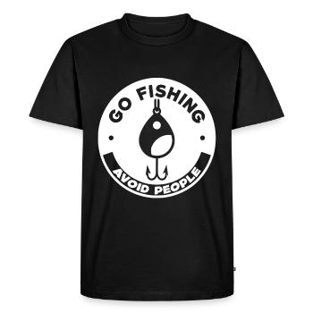 Go fishing, avoid people, rest by the water - Men's Premium Organic T-Shirt - black - Front - Nico (187cm)