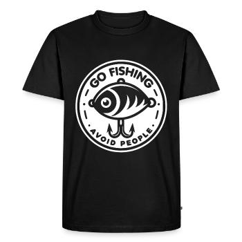 Go fishing, avoid people, rest by the water - Men's Premium Organic T-Shirt - black - Front - Nico (187cm)
