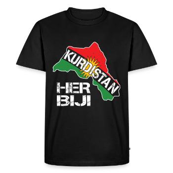 Kurdistan Flag,Kurdistan,Syria,Iraq,Iran,Flag - Men's Premium Organic T-Shirt - black - Front - Nico (187cm)