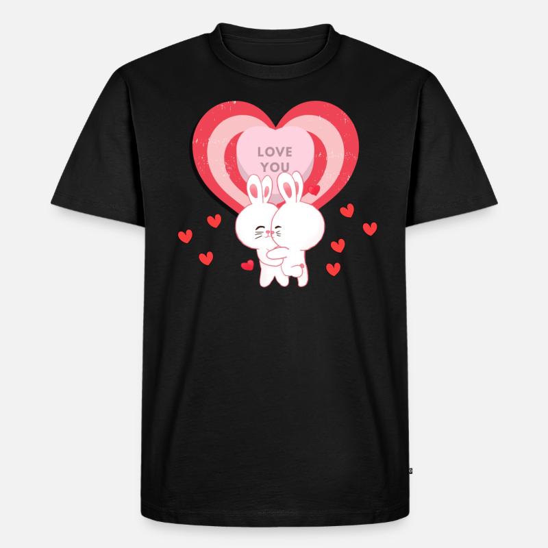 Zwei liebenden Hasen - Männer Premium Bio T-Shirt - Schwarz
