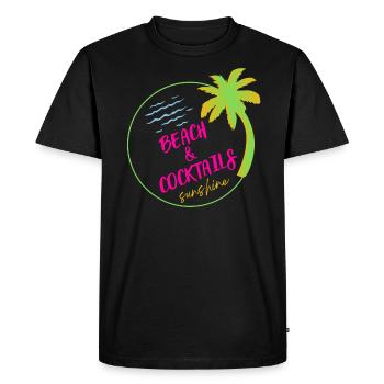 Plage et cocktail - T-shirt Premium bio Homme - noir - Devant - Nico (187cm)