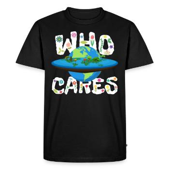 Planète Terre plate ou ronde - T-shirt Premium bio Homme - noir - Devant - Nico (187cm)