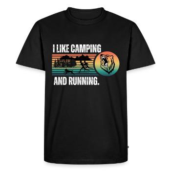 J’aime le camping et la course à pied - T-shirt Premium bio Homme - noir - Devant - Nico (187cm)