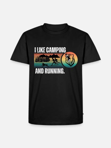 I like camping and running - Men's Premium Organic T-Shirt - black
