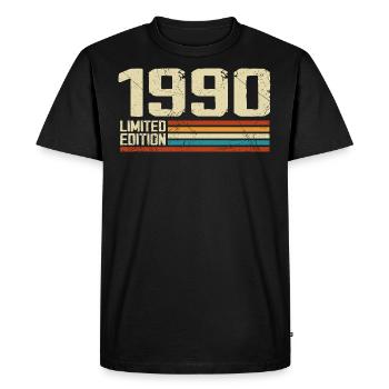 Vintage 1990 Anniversaire Rétro - Né en 1990 - T-shirt Premium bio Homme - noir - Devant - Nico (187cm)