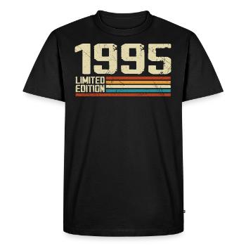 Vintage 1995 Anniversaire Rétro - Né en 1995 - T-shirt Premium bio Homme - noir - Devant - Nico (187cm)