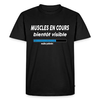 muscles en cours bientôt visible - T-shirt Premium bio Homme - noir - Devant - Nico (187cm)