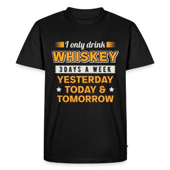 whisky 3 jours par semaine / Drôle de dicton - T-shirt Premium bio Homme - noir - Devant - Nico (187cm)