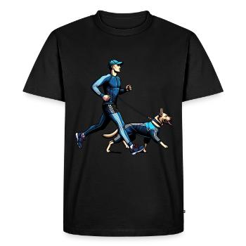 Running with the dog Jogger with dog Dog owner - Men's Premium Organic T-Shirt - black - Front - Nico (187cm)