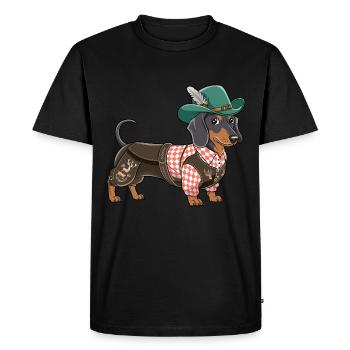 Bavarian Dachshund Red White Shirt Traditional Costume Bavaria - Men's Premium Organic T-Shirt - black - Front - Nico (187cm)