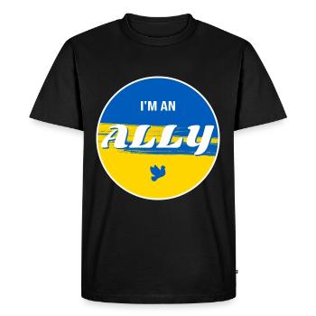 Ukraine ALLY - Men's Premium Organic T-Shirt - black - Front - Nico (187cm)
