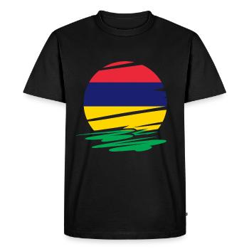 ile maurice coucher de soleil drapeau - T-shirt Premium bio Homme - noir - Devant - Nico (187cm)