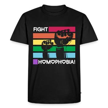 Lutte contre l’homophobie / Gay, Gay, CSD, Pride - T-shirt Premium bio Homme - noir - Devant - Nico (187cm)