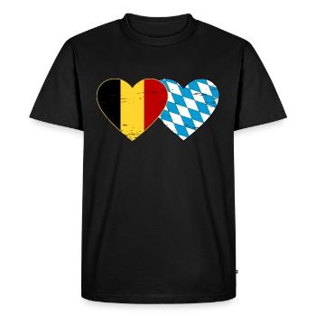 Belgique Bavaroise drapeau coeur utilisé - T-shirt Premium bio Homme - noir - Devant - Nico (187cm)