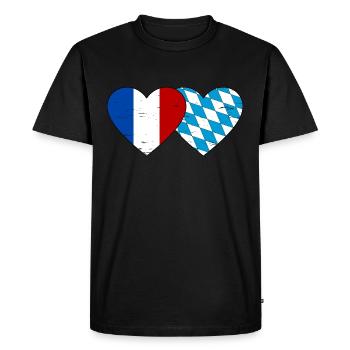 France Bavaroise Drapeau Coeur utilisé - T-shirt Premium bio Homme - noir - Devant - Nico (187cm)