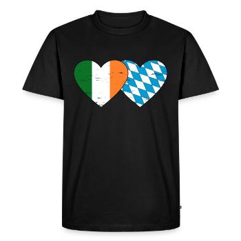 Ireland Bavaria Flag Heart used - Men's Premium Organic T-Shirt - black - Front - Nico (187cm)