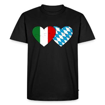 Italy Bavaria Flag Heart used - Men's Premium Organic T-Shirt - black - Front - Nico (187cm)