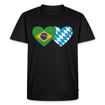 Brazil Bavaria Flag Heart used - Men's Premium Organic T-Shirt - black - Front - Nico (187cm)