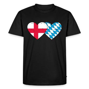 England Bavaria Flag Heart used - Men's Premium Organic T-Shirt - black - Front - Nico (187cm)