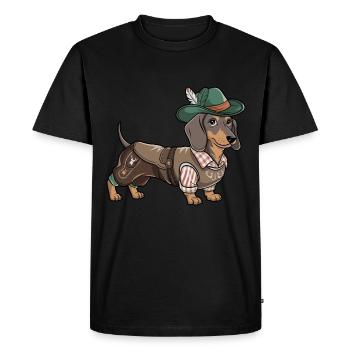 Bavarian Dachshund Red White Shirt Traditional Costume Bavaria - Men's Premium Organic T-Shirt - black - Front - Nico (187cm)