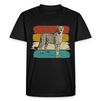 Cheetah wildlife retro - Men's Premium Organic T-Shirt - black - Front - Nico (187cm)