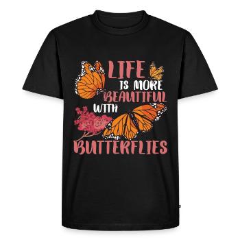 Life Is More Beautiful With Butterflies - Men's Premium Organic T-Shirt - black - Front - Nico (187cm)