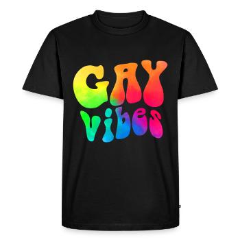gay vibes / Gay Gay, CSD Gay Pride Design - Men's Premium Organic T-Shirt - black - Front - Nico (187cm)